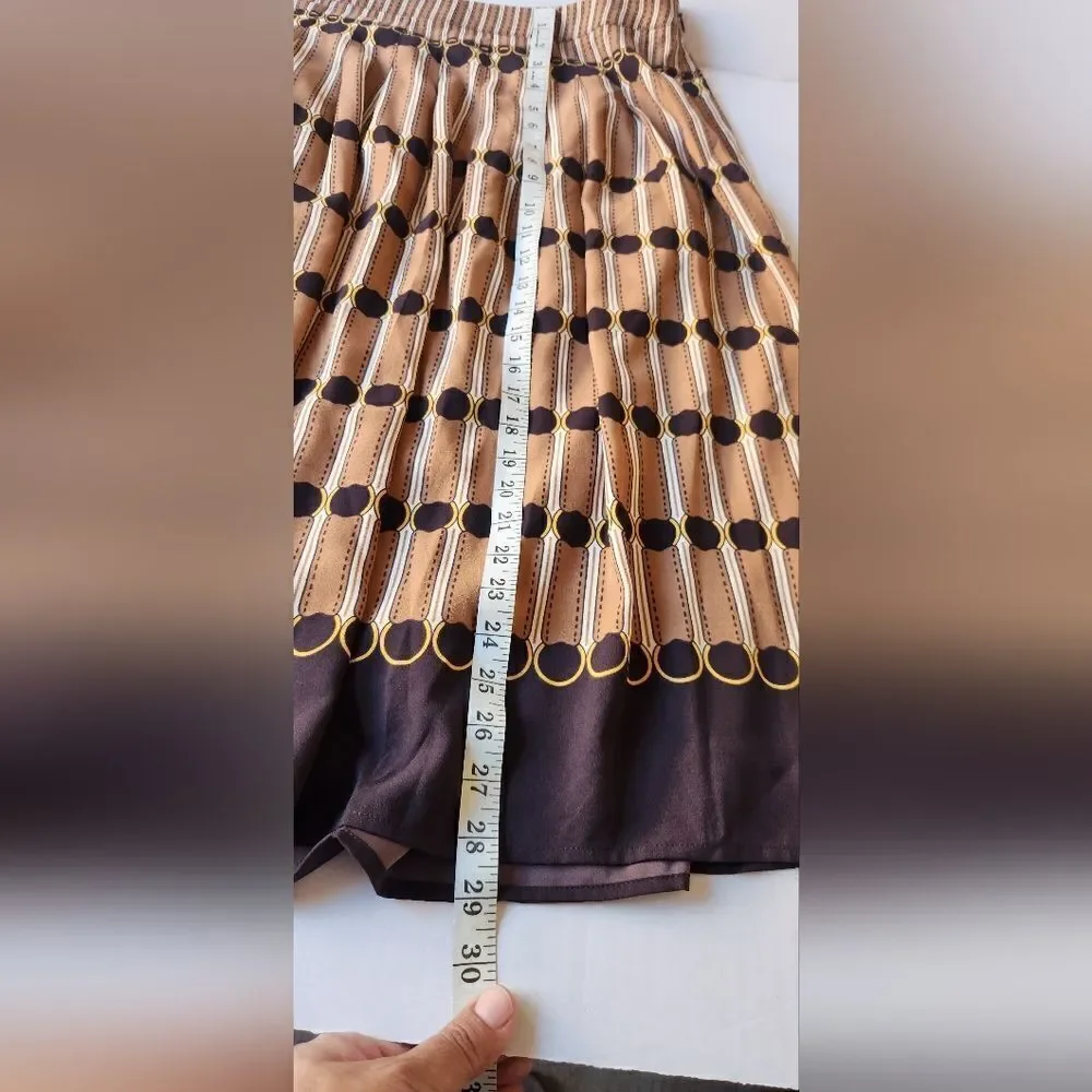 Talbots Brown Equestrian Stripe Pleated Midi Skirt Size 12_9